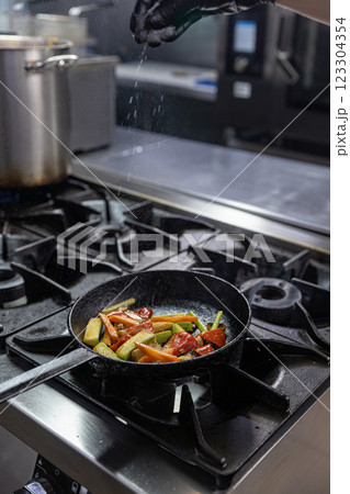 Grilled vegetables in restaurant kitchen Grilled vegetables in restaurant kitchen 123304354