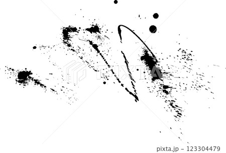 Grunge Hand Drawn Ink Blots and Drops Pattern 123304479