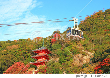 岐阜県岐阜市、岐阜公園三重塔と金華山ロープウェーの風景 岐阜県岐阜市、岐阜公園三重塔と金華山ロープウェーの風景 123304578
