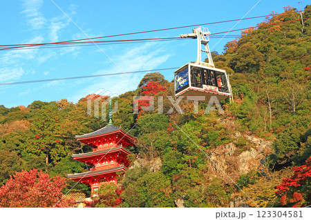 岐阜県岐阜市、岐阜公園三重塔と金華山ロープウェーの風景 岐阜県岐阜市、岐阜公園三重塔と金華山ロープウェーの風景 123304581