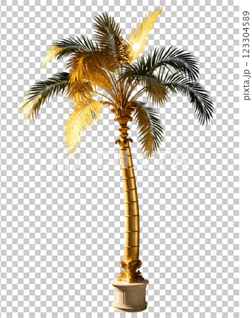 Alexander Palm Tree, classical form study, golden hour lighting, floating design 123304589