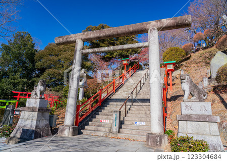 冬の足利織姫神社 二の鳥居(男坂) 栃木県足利市 冬の足利織姫神社 二の鳥居(男坂) 栃木県足利市 123304684
