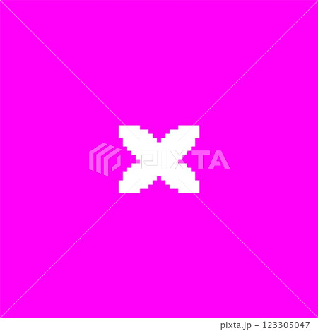 White flower shape pixel art on pink background, Y2K 90s aesthetics vector icon, game star retro 8bit festive decoration 123305047