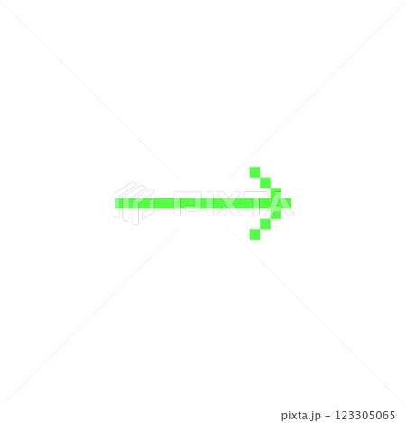 Vector illustration of pixel arrow, green, acid color. 90s and Y2K aesthetics. Vector illustration of pixel arrow, green, acid color. 90s and Y2K aesthetics. 123305065