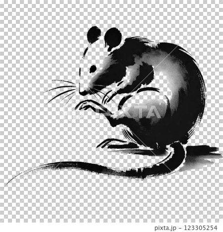 Ink painting style illustration of a mouse 123305254