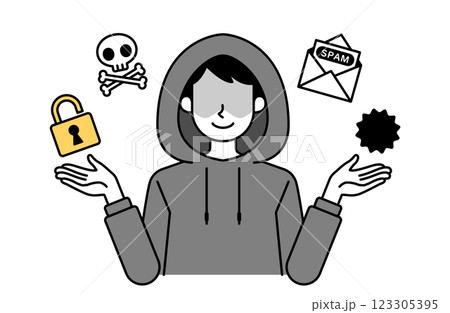サイバー犯罪のベクターイラスト 犯罪 フィッシング詐欺 情報漏洩 セキュリティー 123305395