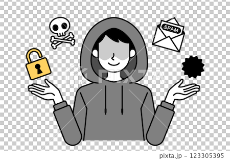 サイバー犯罪のベクターイラスト 犯罪 フィッシング詐欺 情報漏洩 セキュリティー 123305395