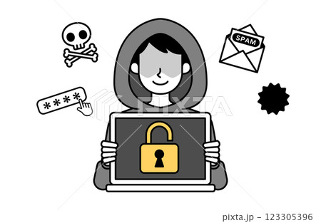 ハッキングのベクターイラスト 犯罪 フィッシング詐欺 情報漏洩 セキュリティー 123305396