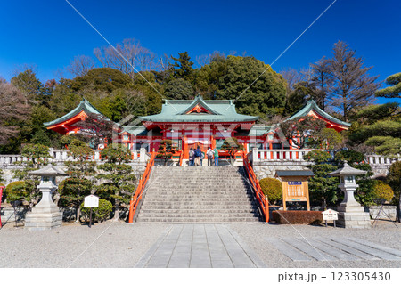 冬の足利織姫神社 社殿　栃木県足利市 123305430