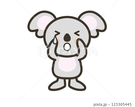 涙を流して泣くかわいいコアラのイラスト 123305445