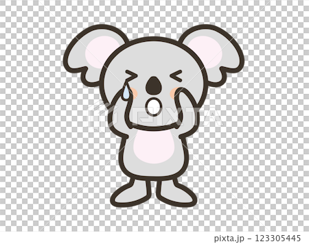 涙を流して泣くかわいいコアラのイラスト 123305445