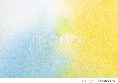黄色と青の水彩風の和紙 123305473