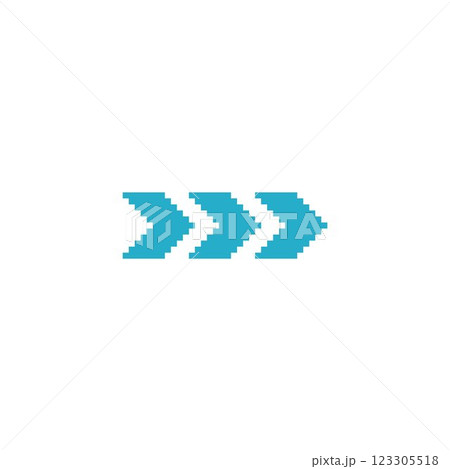 Blue triple arrowheads Y2K vector icon pixel art, right side pointer, next or play button, forward acceleration cursor Blue triple arrowheads Y2K vector icon pixel art, right side pointer, next or play button, forward acceleration cursor 123305518