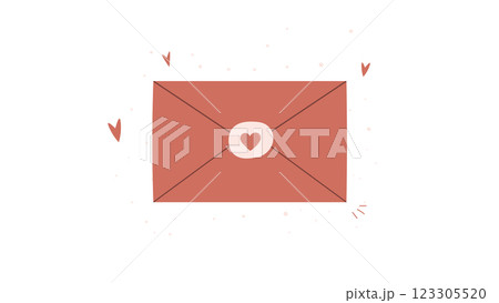 Pink envelope with hearts on white background. Concept of love and communication. Pink envelope with hearts on white background. Concept of love and communication. 123305520