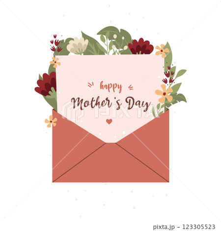 Happy Mother's Day concept.Mother's day greeting card. Festive greeting poster. Envelope with letter, flowers and heart.I love you,Mom. Happy Mother's Day concept.Mother's day greeting card. Festive greeting poster. Envelope with letter, flowers and heart.I love you,Mom. 123305523