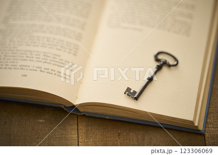アンティークな本と鍵のイメージ　読書 123306069