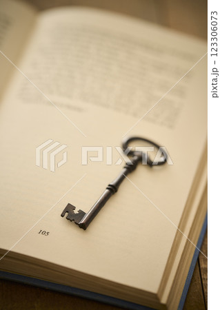 アンティークな本と鍵のイメージ　読書 123306073