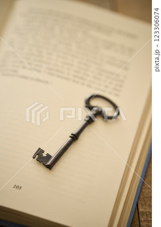 アンティークな本と鍵のイメージ　読書 123306074