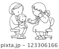 お母さんに抱っこされて小児科医から診察を受ける赤ちゃん 123306166