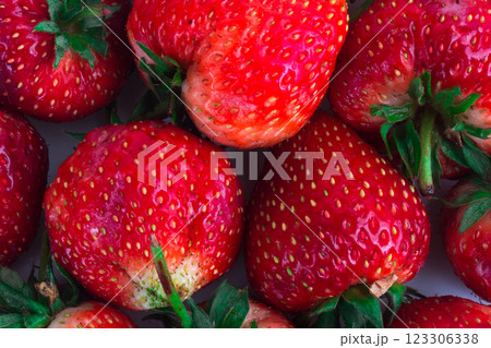 Strawberry pile slice isolated on white background 123306338