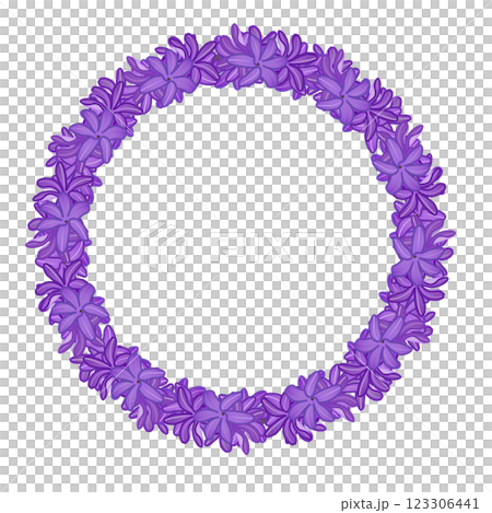 紫のヒアシンスの花の円形飾り枠イラスト 紫のヒアシンスの花の円形飾り枠イラスト 123306441