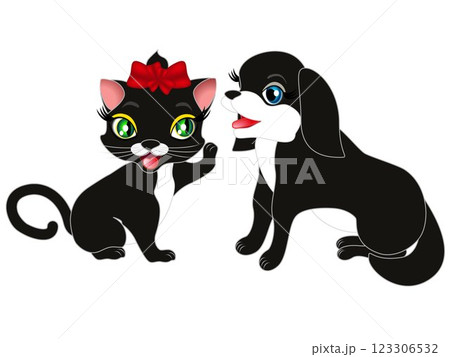 Dog and kitten. 123306532