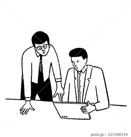 Businessman talking People working Office lifestyleHand drawn line art illustration People 123306534