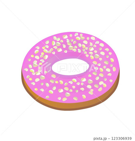 苺チョコナッツがけドーナツのイラスト 苺チョコナッツがけドーナツのイラスト 123306939