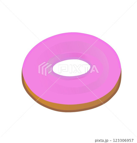 苺チョコのかかったドーナツのイラスト 123306957