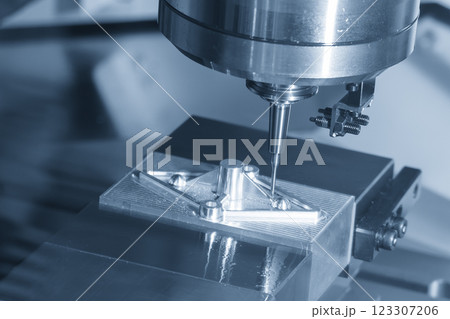 The CNC milling machine high precision cutting  mold part by solid ball end mill tool. 123307206