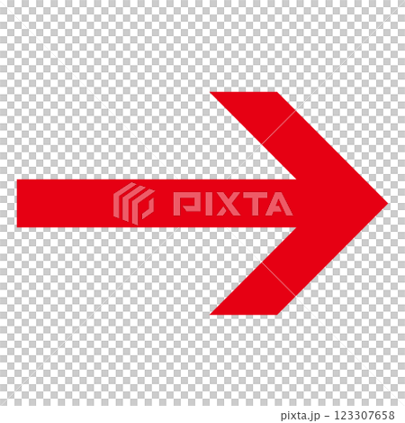 Simple right-facing red arrow on white background 123307658