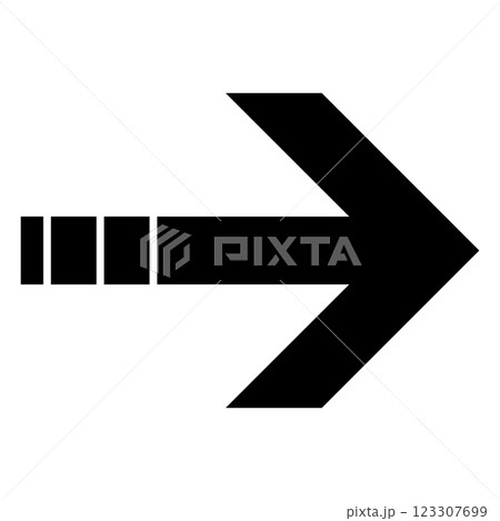 シンプルな右向きの黒い矢印　白背景 123307699