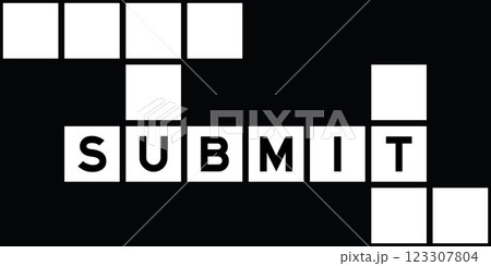 Alphabet letter in word submit on crossword puzzle background 123307804