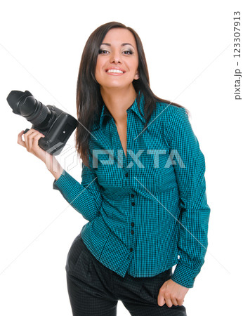 woman and photo camera 123307913