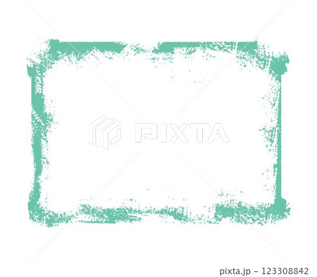 Grunge green paintbrush strokes frame with scratched edge, vector dirty rectangle border ink or chalk texture line stamp Grunge green paintbrush strokes frame with scratched edge, vector dirty rectangle border ink or chalk texture line stamp 123308842
