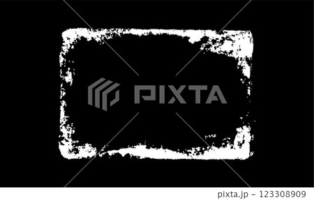 Grunge messy white frame vector illustration, overlay paintbrush strokes rectangle border with scratched rough edges Grunge messy white frame vector illustration, overlay paintbrush strokes rectangle border with scratched rough edges 123308909