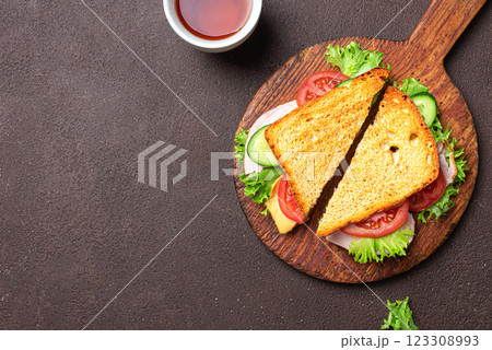 Club sandwich cut in half 123308993