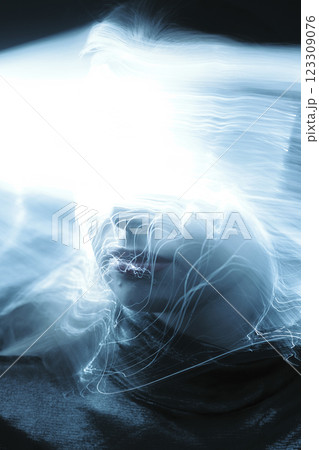 Abstract woman studio portrait with light painting technique Abstract woman studio portrait with light painting technique 123309076