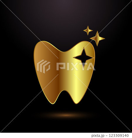 Dental care icon design illustration. Teeth care icon for dentist, dental clinic. Gold color style Dental care icon design illustration. Teeth care icon for dentist, dental clinic. Gold color style 123309140