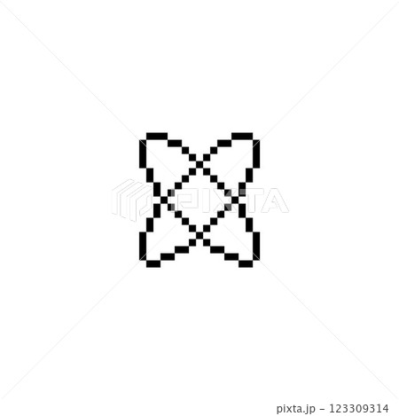 Black orbital two rings pixel art, abstract Y2K superimposed circles symbol squared contour, retro 8 bit vector design Black orbital two rings pixel art, abstract Y2K superimposed circles symbol squared contour, retro 8 bit vector design 123309314