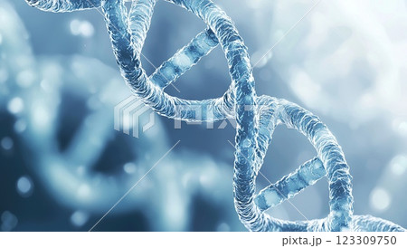 Detailed view of a DNA double helix structure in a scientific setting showcasing molecular biology concepts 123309750