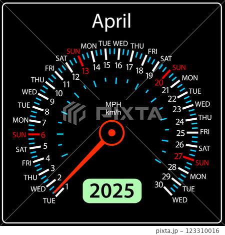 Speedometer in the form of a calendar for 2025 April Speedometer in the form of a calendar for 2025 April 123310016