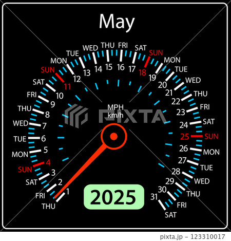 Speedometer in the form of a calendar for 2025 May Speedometer in the form of a calendar for 2025 May 123310017