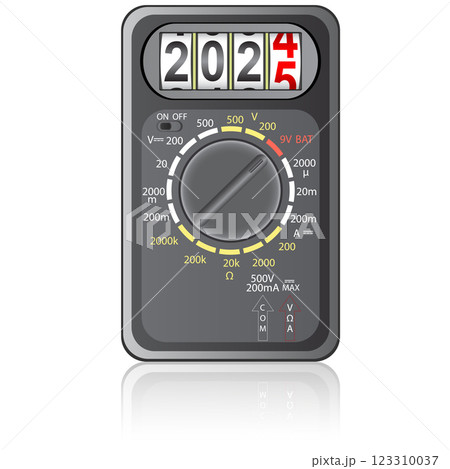 2025 New Year Multimeter on a white background. 123310037