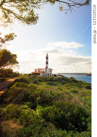 lighthouse of portocolom in mallorca,spain lighthouse of portocolom in mallorca,spain 123310510