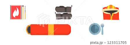 Outing and Trekking Equipment and Gear Vector Set 123311705