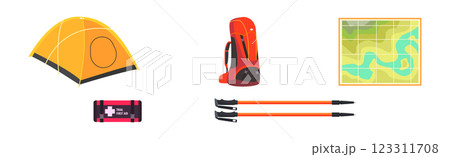 Outing and Trekking Equipment and Gear Vector Set Outing and Trekking Equipment and Gear Vector Set 123311708