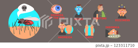 Malaria or Dengue Fever Symptoms Infographic Vector Set 123311710