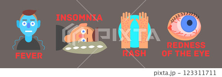 Malaria or Dengue Fever Symptoms Infographic Vector Set 123311711