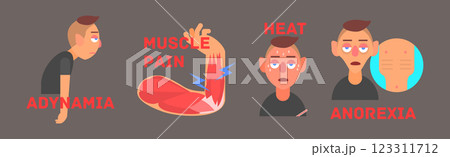 Malaria or Dengue Fever Symptoms Infographic Vector Set 123311712